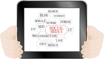 Image showing Social media and network concept on tablet pc