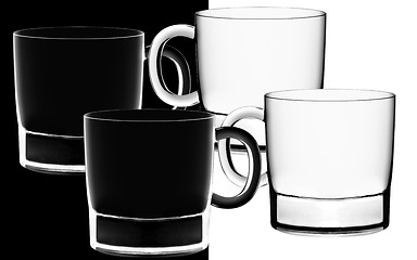 Image showing glasses in backlight on the black and white