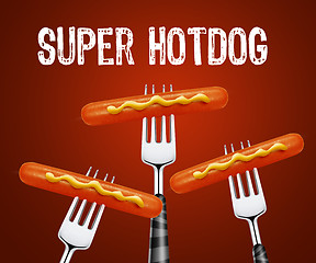 Image showing Hotdog on forks