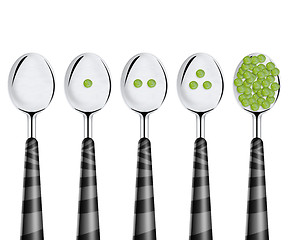 Image showing Peas and spoons