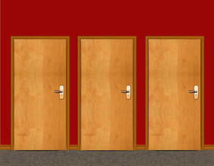 Image showing apartment wooden door