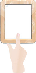 Image showing Hands holding and point on digital tablet