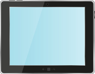 Image showing Black abstract tablet pc on white background