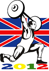 Image showing Games 2012 Weightlifting Retro British Flag