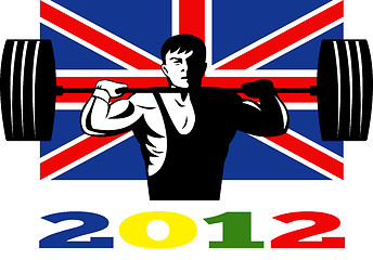 Image showing Games 2012 Weightlifting Retro British Flag