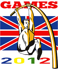 Image showing Games 2012 Pole Vault Track and Field British Flag