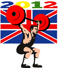 Image showing Games 2012 Weightlifting Retro British Flag