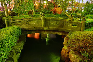 Image showing japanese garden by night