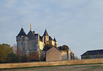 Image showing Motte castle at sunrise, Usseau ,  France.
