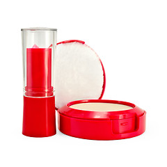 Image showing Lipstick and powder for children