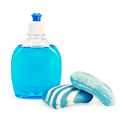 Image showing Soap liquid and solid blue