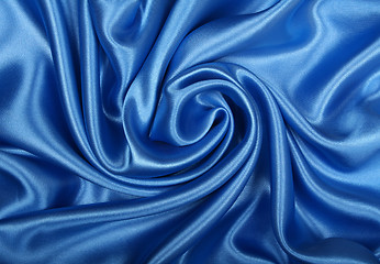 Image showing Smooth elegant blue silk as background 