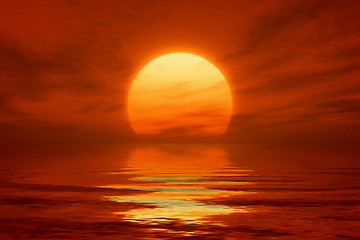 Image showing red sunset