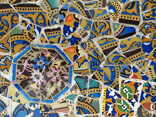 Image showing Gaudi Mosaic Tiles - Barcelona, Spain