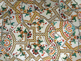 Image showing Gaudi Mosaic Tiles - Barcelona, Spain