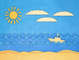 Image showing applique of boat and sea