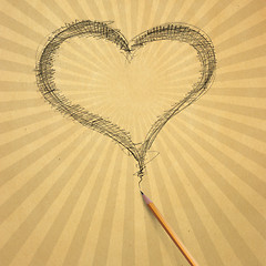 Image showing beige old paper with heart