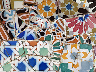 Image showing Gaudi Mosaic Tiles - Barcelona, Spain