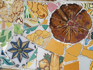 Image showing Gaudi Mosaic Tiles - Barcelona, Spain