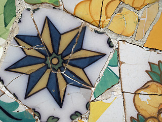 Image showing Gaudi Mosaic Tiles - Barcelona, Spain