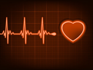 Image showing Heart cardiogram with shadow on it deep red. EPS 8