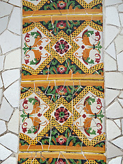 Image showing Gaudi Mosaic Tiles - Barcelona, Spain