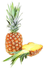 Image showing Full and slice of fresh pineapple