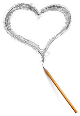 Image showing heart and pencil