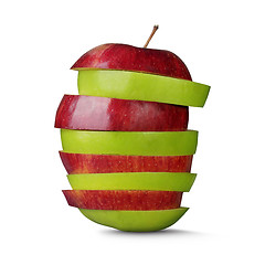 Image showing red and green cut apples