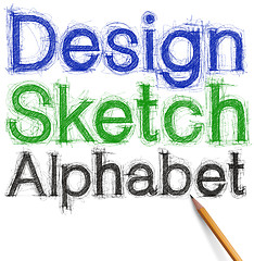 Image showing sketch letters and numbers with pencil new 