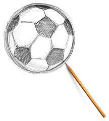 Image showing soccer football ball and pencil