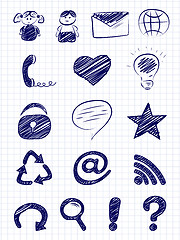 Image showing Hand drawn internet and web icons