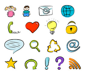 Image showing Hand drawn internet and web icons