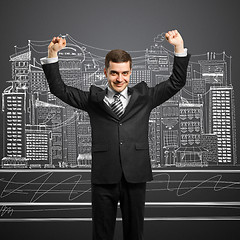 Image showing businessman with hands up