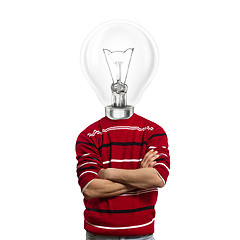 Image showing male in red and lamp-head