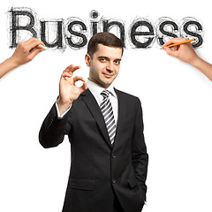 Image showing sketch word business with businessman