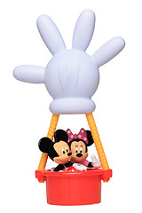 Image showing Minnie & Mickey Mouse in their hot air balloon