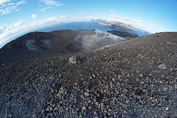 Image showing Fisheye view of Grand (Fossa) crater of Vulcano island near Sicily, Italy