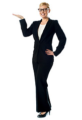 Image showing Full shot of female executive representing copyspace