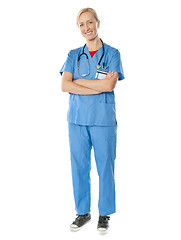 Image showing Aged medical professional with stethoscope