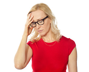 Image showing Frustrated pretty caucasian woman