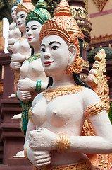 Image showing Apsara sculptures at Cambodian temple