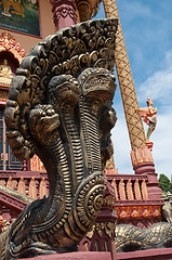 Image showing Naga sculpture at temple in Cambodia