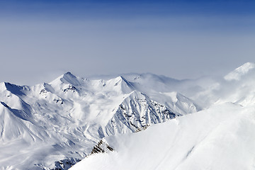 Image showing Snowy mountains in haze