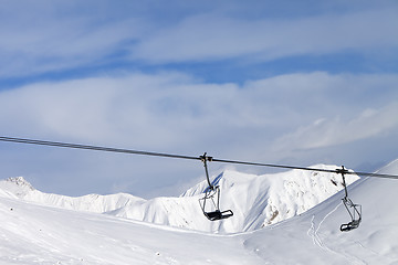 Image showing Chair lift at ski resort