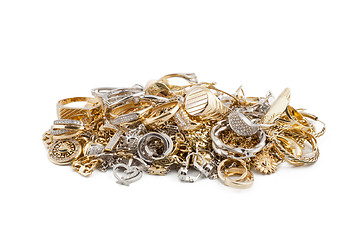 Image showing Gold jewelry on a white background