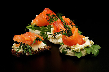 Image showing Smoked salmon snacks