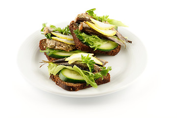 Image showing Smoked sardines sandwich