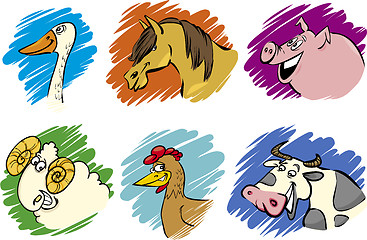 Image showing Set of cartoon farm animals