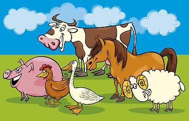 Image showing Group of cartoon farm animals